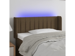 Vidaxl Cabeceira De Cama C/ Luzes Led Tecido 103x16x78/88 Cm Castanho