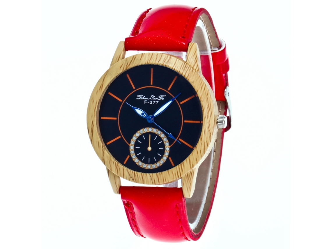 Relógio feminino de quartzo com pulseira de couro PU, mostrador redondo simples, moderno.