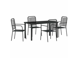 Conjunto de Jantar para Jardim 5 Pcs - Móveis de Jardim para Refeição Preto Aço Revestido a Pó HARLANV1