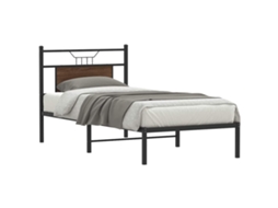Vidaxl Estrutura Cama S/ Colchão Derivados Madeira Carvalho Castanho
