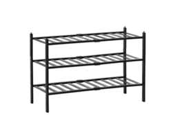 Porta sapatos de Bambu 3 Tier, Empilhável, com Prateleira Removível para Entrada e Armário Preto S/MARCA