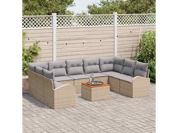 Vidaxl Conjunto De Sofá De Jardim 10 Unid. Bege E Cinza Claro Vime Pe