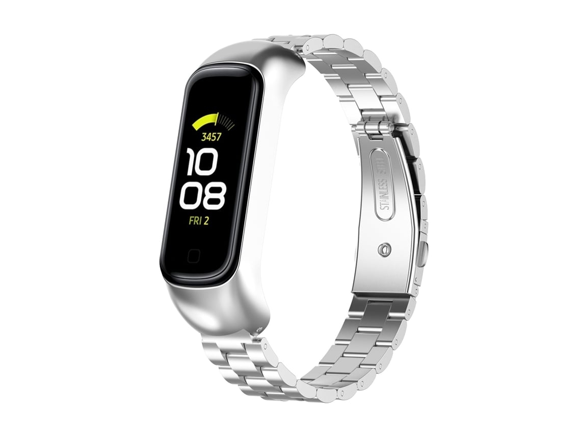 Lurelia Pulseira De Aço Inoxidável Com Três Contas, Compatível Samsung Galaxy Fit2 Prata, Acabamento Moderno