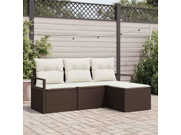 Vidaxl Conjunto de Sofás 4 Pcs Castanho Vime Pe