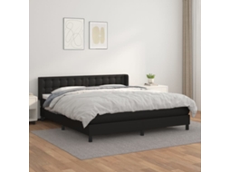 Vidaxl Cama Com Molas/colchão 160x200 Cm Couro Artificial Preto