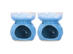 2pcs Hornillo De Cerámica Para Aceite Esencial Incensario Estufa Aromaterapia Azul Decorativo