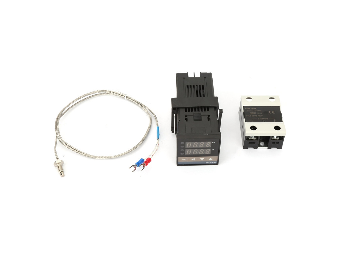 Kit Controlador De Temperatura Digital Led Pid Com Alarme 0-1300℃ Ac 110v-240v Rex-c100