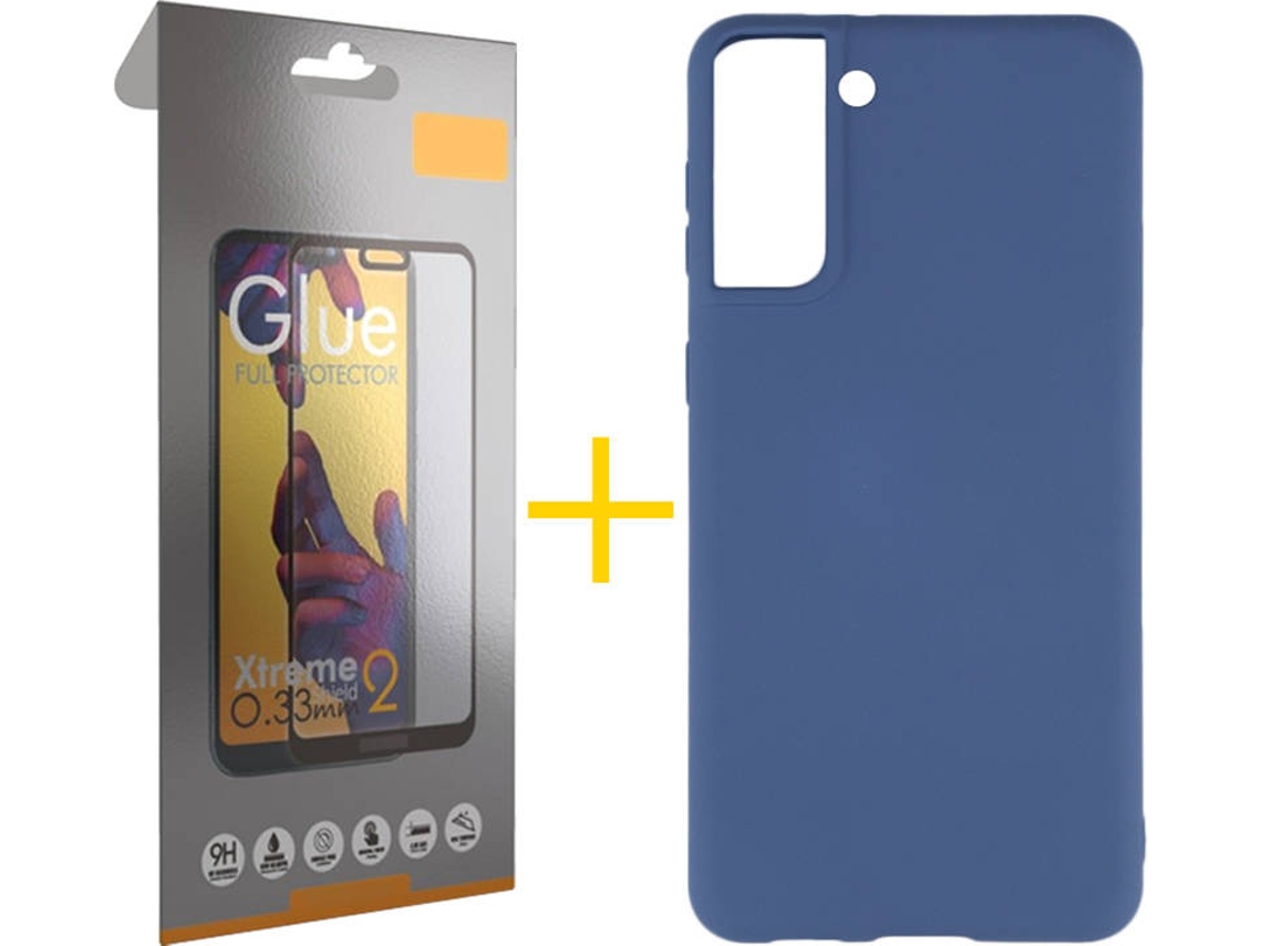 Capa e Película de Vidro Full Samsung S21 SKYHE Silicone Líquido Azul