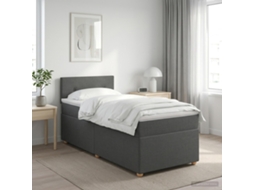 Vidaxl Cama Box Spring Com Colchão Cinzento-escuro 100 X 200 Cm Tecido