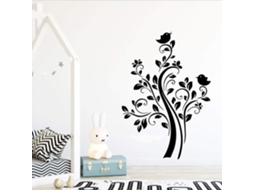 Adesivos de parede, árvore e família de pássaros, arte de parede, mural artístico, decoração para casa, decoração de quarto, adesivos de parede decorativos, 43x61cm
