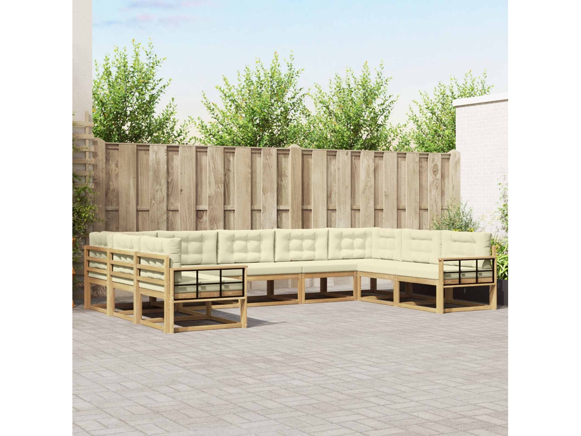 Vidaxl Conjunto De Sofás Para Exterior 9 Pcs Branco E Creme