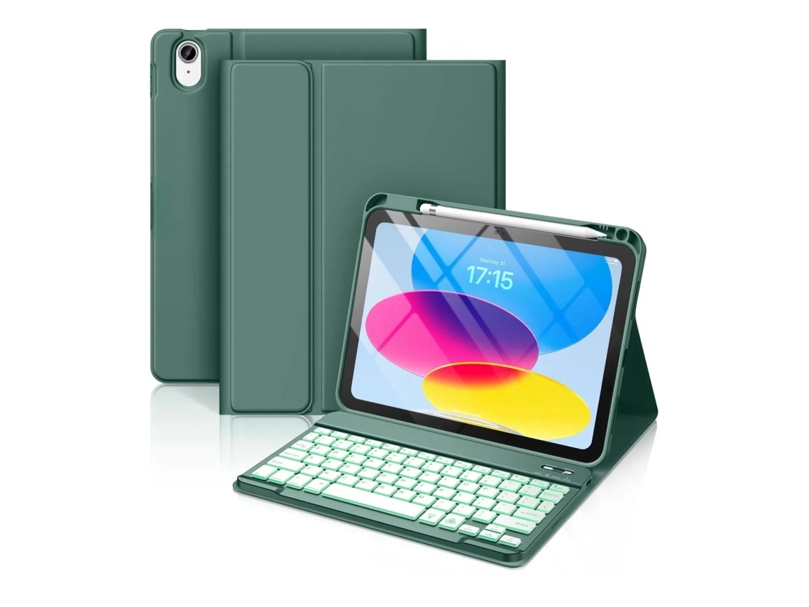 Capa Teclado Bluetooth Czhhmart Para Ipad Air4/5 (10.9) Polegadas, Con Teclado Retroiluminado Magnético (verde Oscuro)