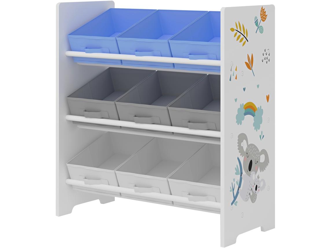 Prateleira infantil de 3 níveis coala aglomerado/poliéster 60 x 62 x 30 cm multicolorido [EN.CASA]
