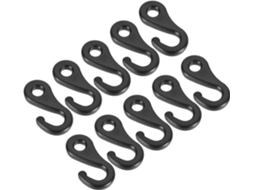 Conjunto de 10 Ganchos Plástico para Camping Acessórios Duráveis ​​para Barracas e Toldos, Ideais Trilhas AQUAFORGE (6,5 Mm, Preto)