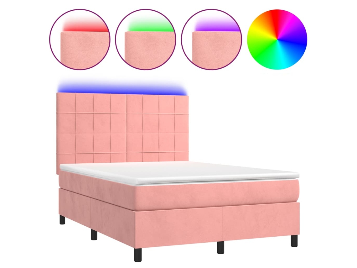 Box Spring Bed, Box Spring Beds Vidaxl Cor-de-rosa Veludo (140 X 190 Cm)