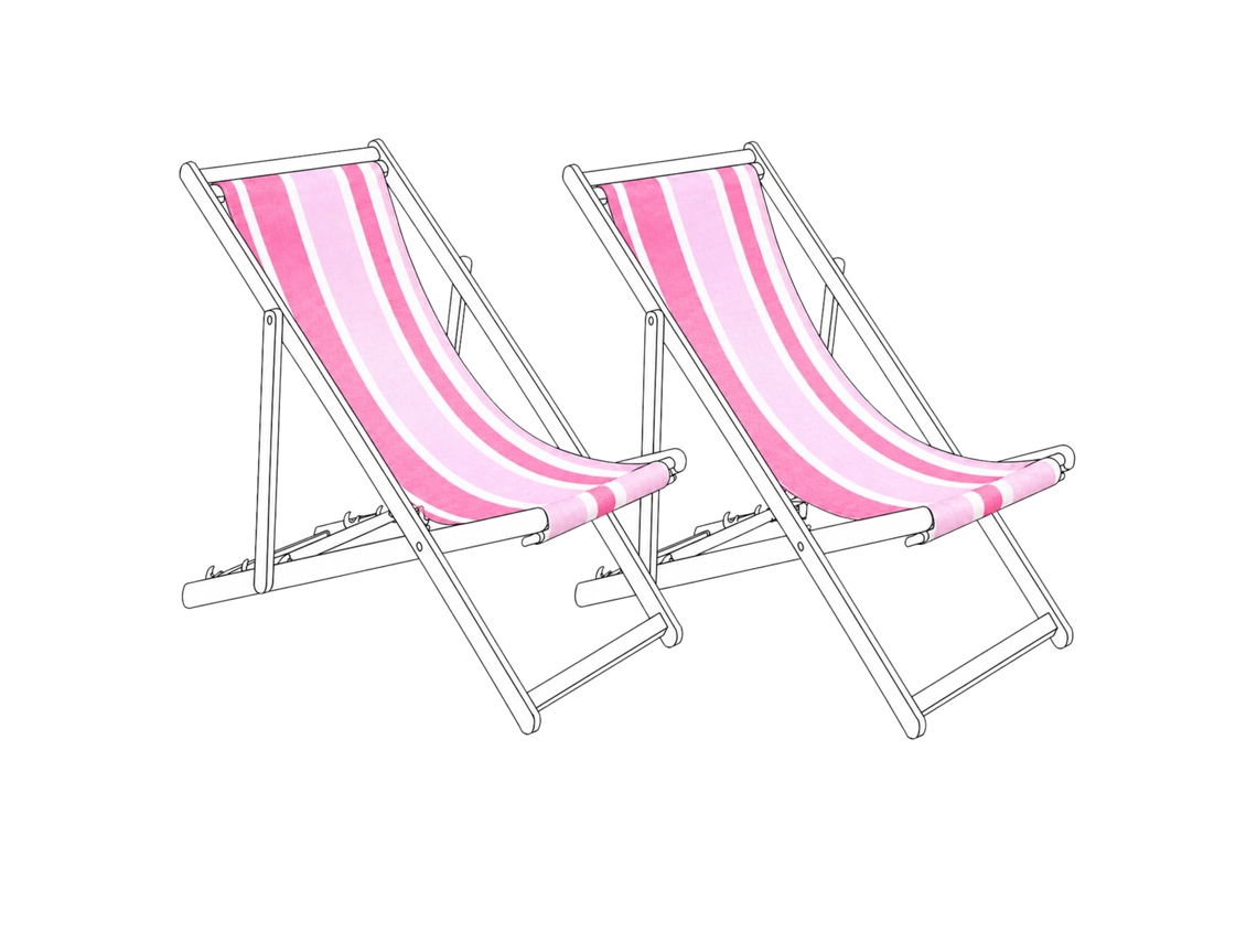 Conjunto De 2 Lonas De Substituição Para Espreguiçadeira Beliani Anzio/avellino De Poliéster Rosa 44x113x1