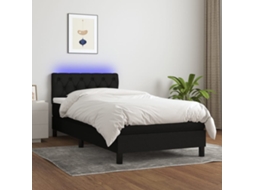 Vidaxl Cama Box Spring C/ Colchão E Led 80x200 Cm Tecido Preto