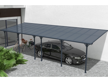Pérgula anexa/carport 27m² kleo 900 x 300cm alumínio cinza