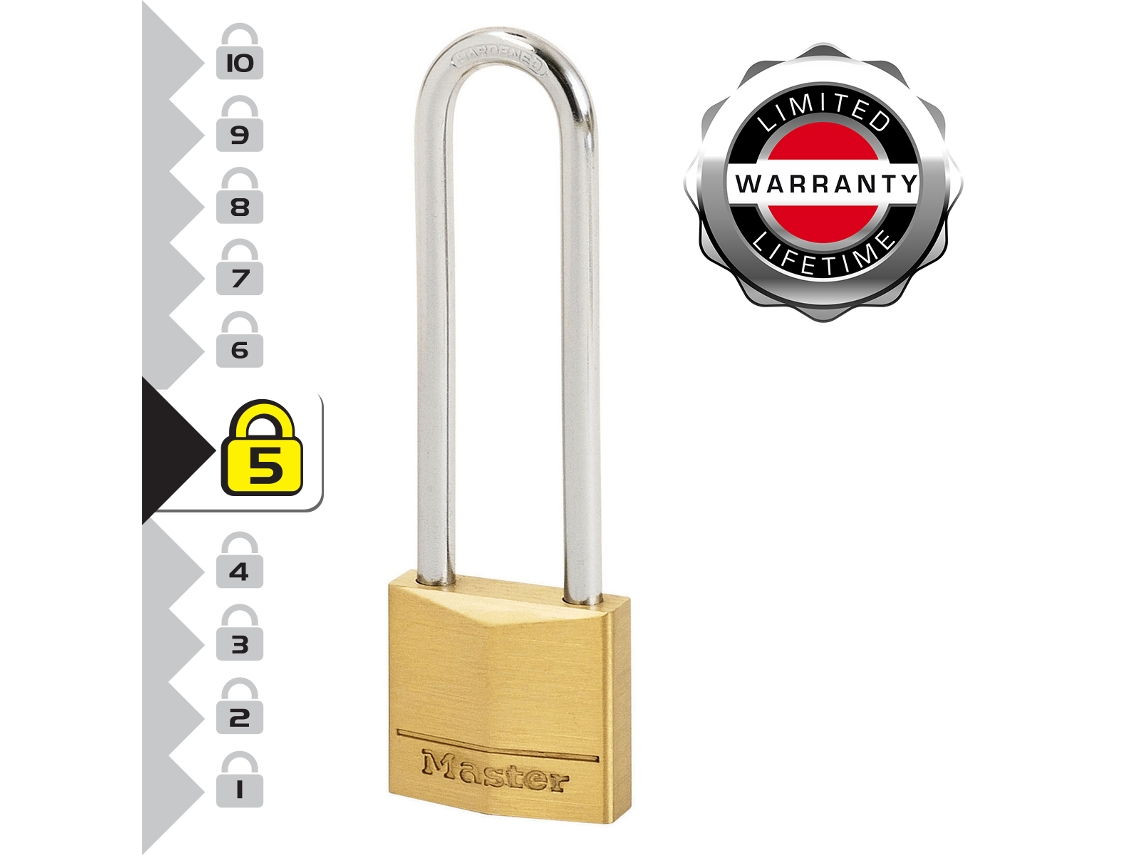 Cadeado De Latão 50mm - Argola Em Aço Temperado 64mm - Fecho Duplo - Master Lock