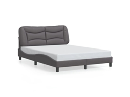 Bed Frame, Bed Frames Vidaxl Cinzeto Couro Artificial (140 X 200 Cm)