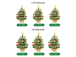 Árvore de Natal Mini Artificial com Estrela Bolas Fitas Decoração Natal S/MARCA