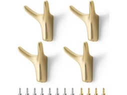 Conjunto De 4 Ganchos Dourados Para Casacos - Ganchos De Parede Duplos - Ganchos Vintage Para Casacos - Ind