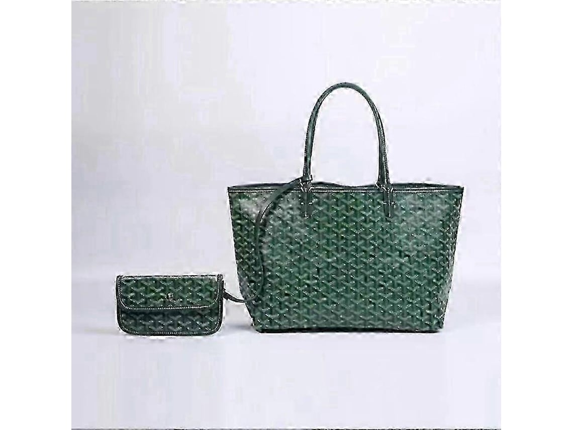 Bolsa Tote Com Bolsa Removível Clássica, Tecido Resistente E Couro Cognac Para Presente--green