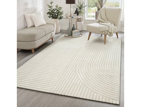 Tapete The Carpet Everest Moderno Efeito Alto-baixo 3d - Creme - 240 X 340 Cm