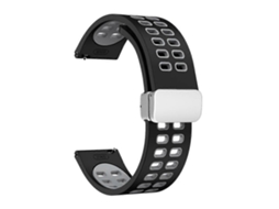 Pulseira De Relógio De Silicone Bicolor Com Fecho Dobrável De Furos Duplos Na Cor Prata