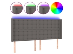 Cabeceira de cama com led couro artificial 183x16x118/128cm Cinzento MAISON EXCLUSIVE