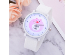 Reloj De Pulsera Para Mujer Con Dial Redondo Y Correa De Silicona Moda (rosa)