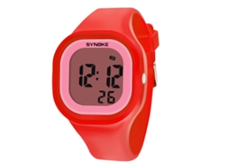 (vermelho) Relógio Digital Feminino, Material De Silicone À Prova D'água, Multifuncional Com Despertador.
