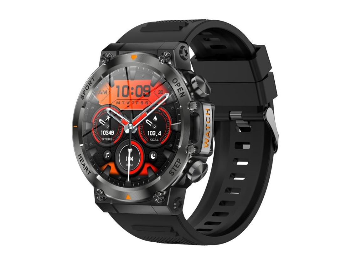 Smartwatch (preto + Silicone Preto), Com Suporte Para Monitoramento De Pressão Arterial, Frequência Cardíaca, Atividades Físicas E Saúde.