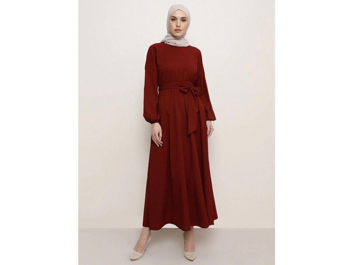 Abaya islâmica Rebbe para mulheres com hijab, moda Dubai Turquia Ramadã, tamanho 4XL, cor bordô.