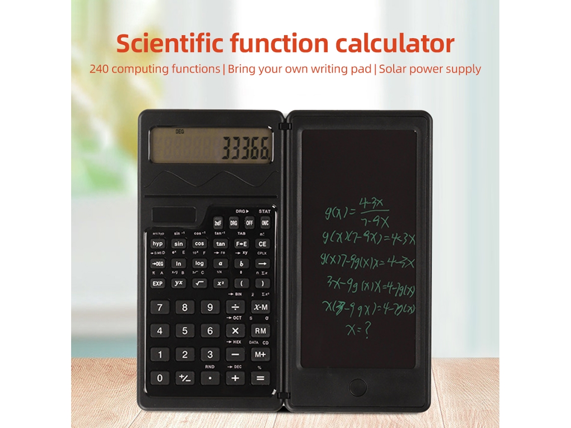 Calculadora Científica Primerox 240 Funções Dobrável com Painel de Escrita 6 Polegadas