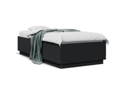 Estrutura de Cama MAISON EXCLUSIVE Derivados de Madeira Preto (90x190 cm)