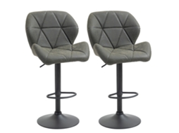 Banco de Bar Ajustável 2 Peças, base metálica e assento em couro sintético com encosto e apoio para os pés 51.5x57.5x93-114.5cm verde militar BTFORUS