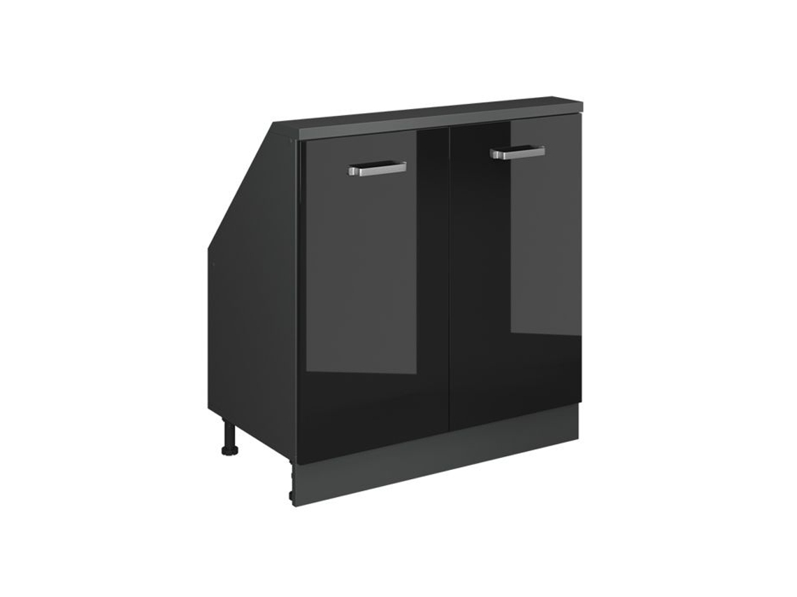Móvel De Armazenamento Sob Inclinação Rion, Com 2 Portas, Preto Brilhante/antracite, Antracite, Vicco 2