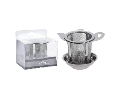 Colador te inoxidable + bandeja blister