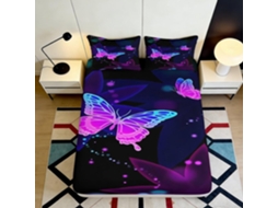 Conjunto de Cama Borboleta Neon Microfibra com Fronha 200x25cm S/MARCA