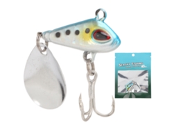 Isca de pesca de 10 cm com vários anzóis e secções.