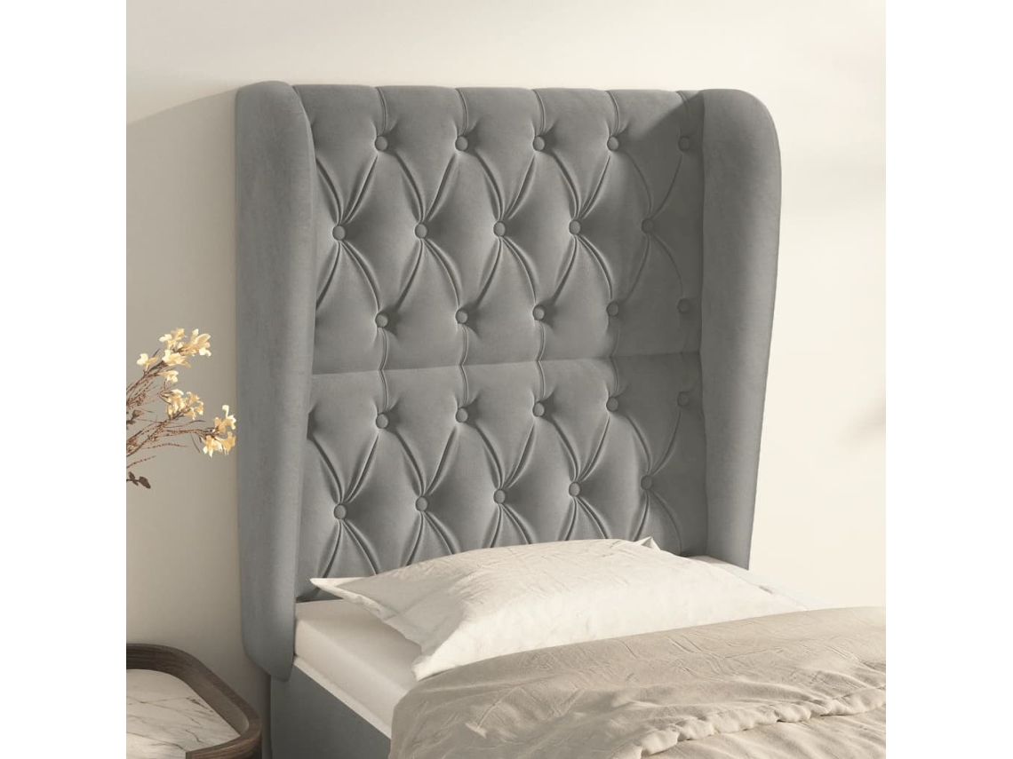 Vidaxl Cabeceira De Cama C/ Abas Veludo 83x23x118/128cm Cinzento-claro