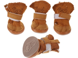 Conjunto De 4-botas Quentes Cães E Cachorros, Marrom, Tamanho 3