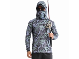Camisa De Proteção Solar Masculina Yuysan, Manga Comprida Com Máscara Facial, Para Pesca, Secagem Rápida E Proteção Uv