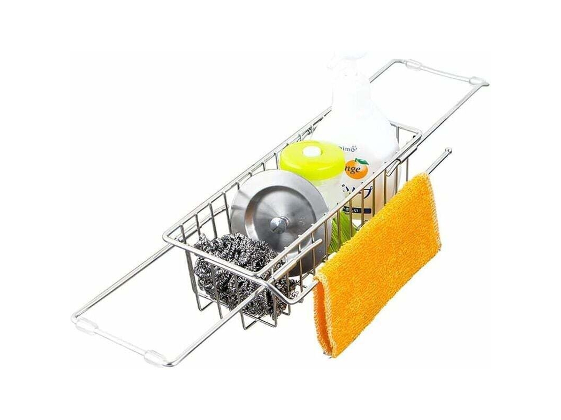 Organizador De Pratos Deslizante Em Aço Inoxidável 23 A 47 Cm, Suporte Para Esponja Com Drenagem Rápida E Porta-toalhas Cozinha B -aquaforge