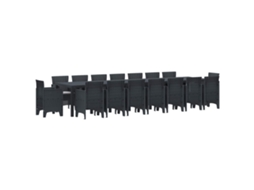 Vidaxl Conjunto De Jantar Para Jardim Com Almofadas 17 Unid. Antracite