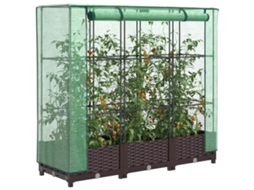 Vidaxl Canteiro Elevado Com Cobertura De Estufa Aspeto De Vime