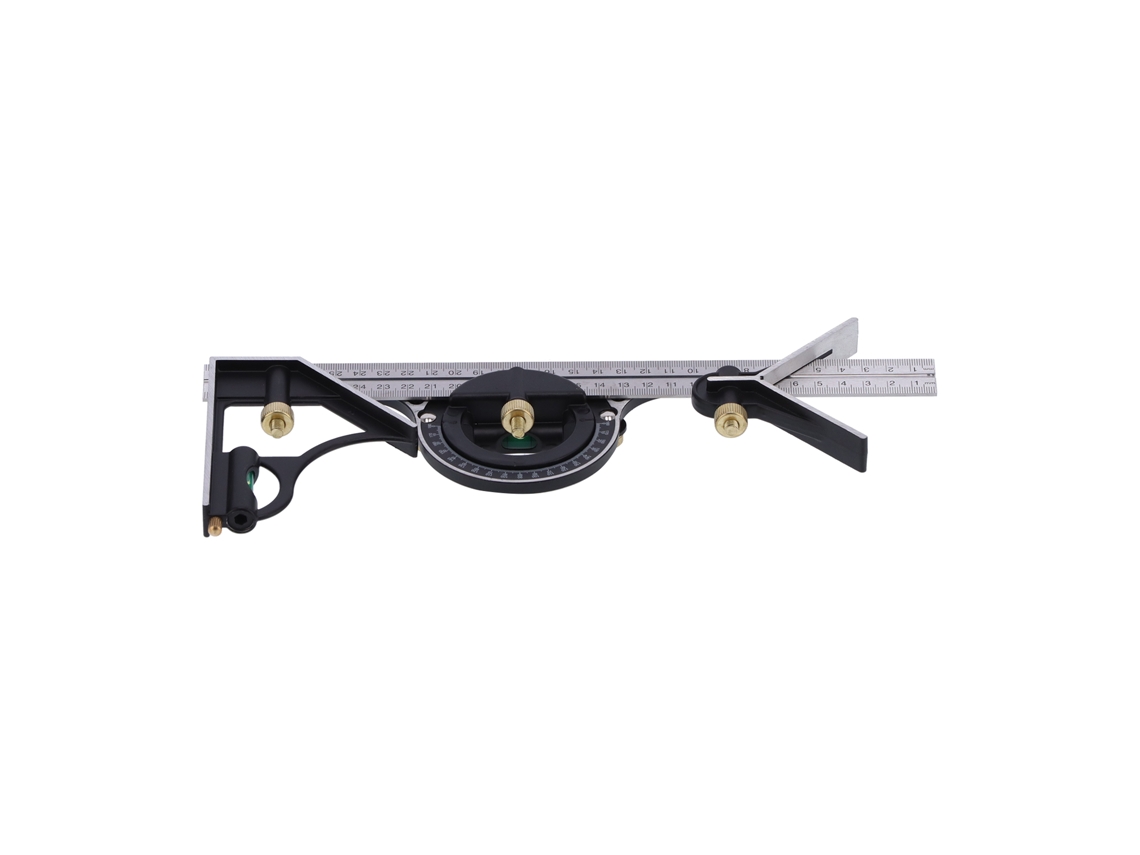 Régua De Combinação Caliper Protetor Ângulo Medição Madeira Inox 300mm Ferramenta Multifuncional
