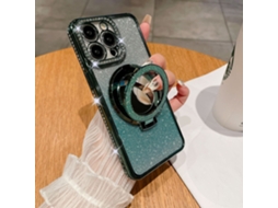 Suporte Casa Para Iphone 15 Pro Max Pele Sintética Magnética Verde
