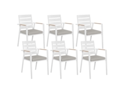 Conjunto De 6 Cadeiras De Jardim Com Almofadas Beliani Taviano De Alumínio Cinzento 54x58x86